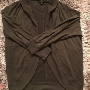 Open green cardigan sweater